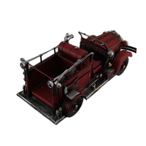 Red Antique Style Fire Engine 15 in. Vintage Finish Metal - Picture 3 of 4